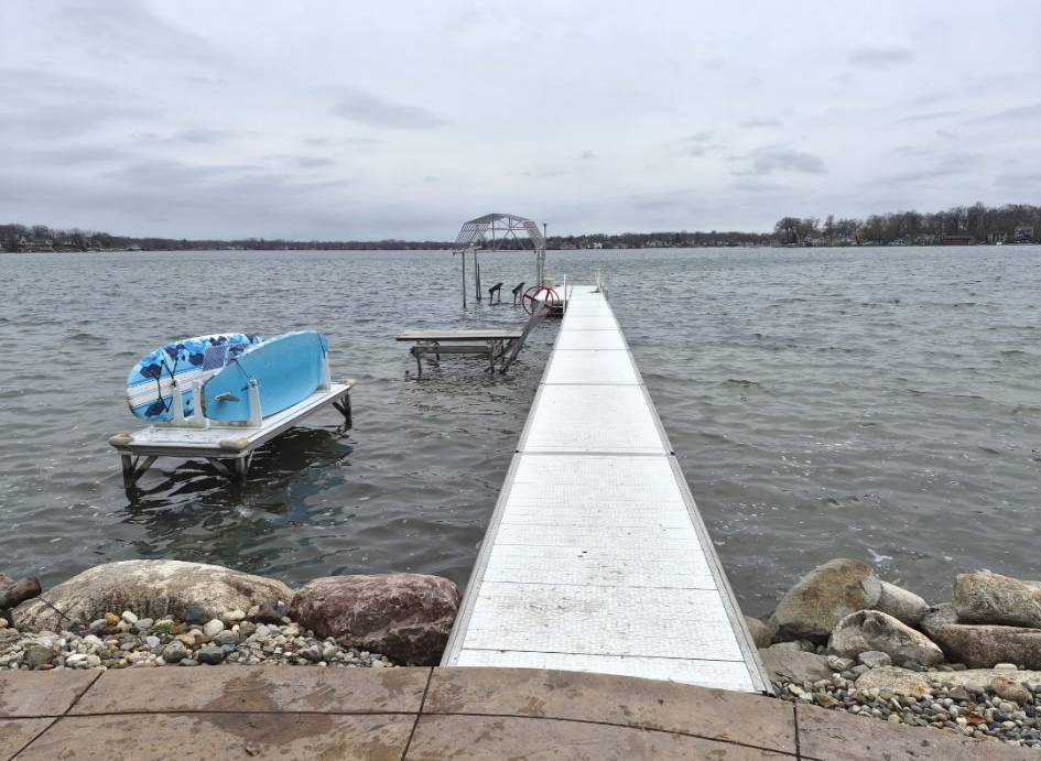 Dock with paddleboard storage