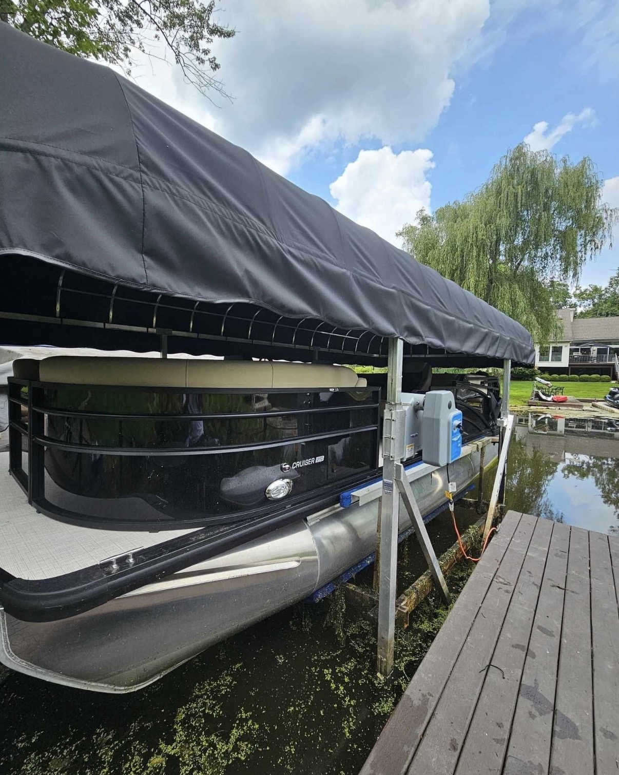 Boat lift canopy after replacement